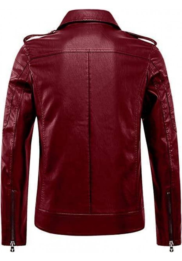 Kids Vintage Asymmetric Zip Lightweight Faux Leather Biker Jacket